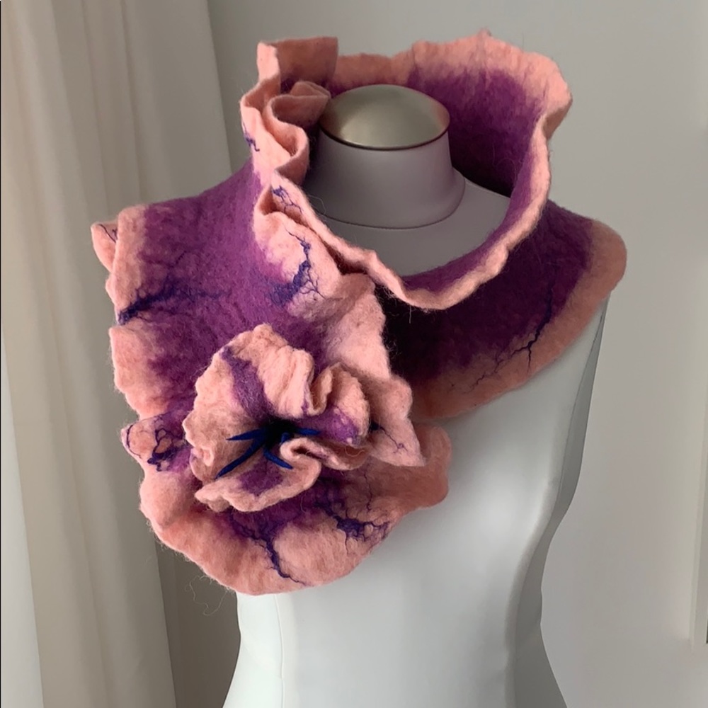 Handmade in Ukraine boiled wool scarf New